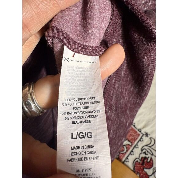 Gaiam Yoga Serene Fleece‎ Dress Hoodie Marled Wine Color Easy Fit SZ Large - Picture 6 of 9